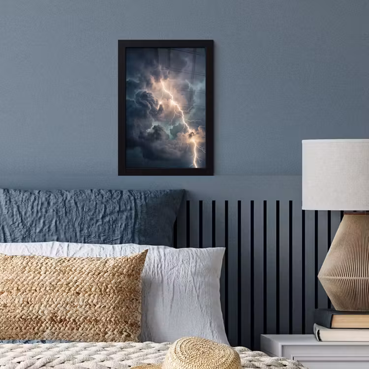 Poster met lijst - Bliksem - Storm - Natuur - Donker — 4