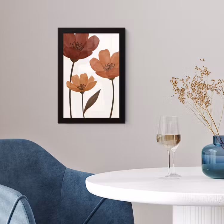 Poster met lijst - Bloemen - Abstract - Modern - Bruin - Decoratief — 2