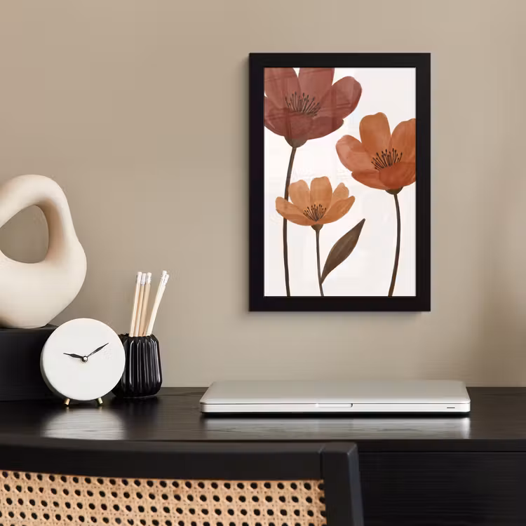Poster met lijst - Bloemen - Abstract - Modern - Bruin - Decoratief — 3