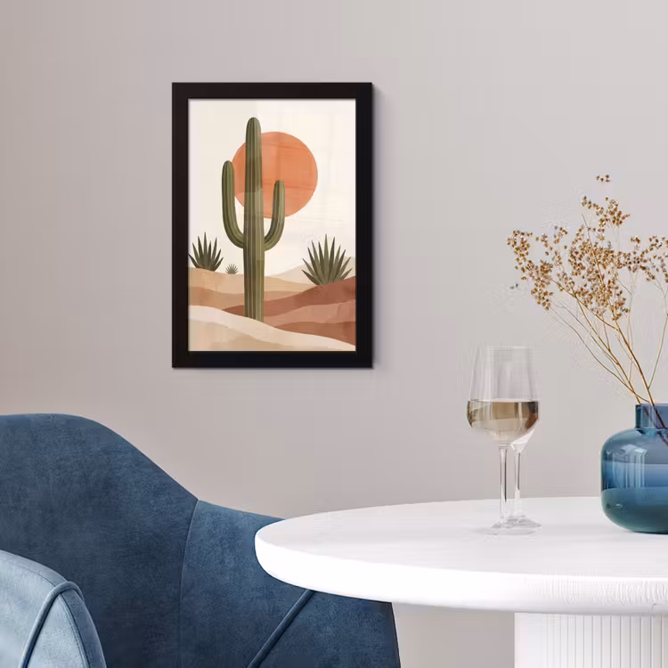 Poster met lijst - Cactus - Duinen - Modern - Landschap - Groen — 2