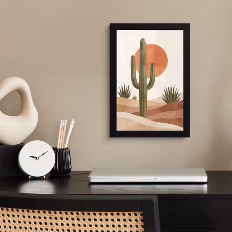 Poster met lijst - Cactus - Duinen - Modern - Landschap - Groen — 3