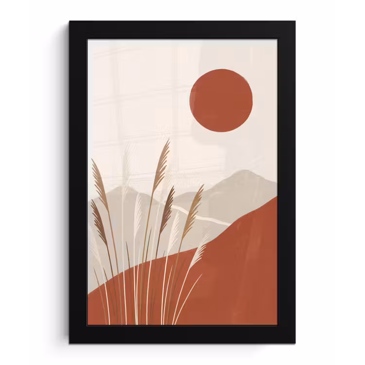 Poster met lijst - Gras - Landschap - Natuur - Abstract - Beige — 1