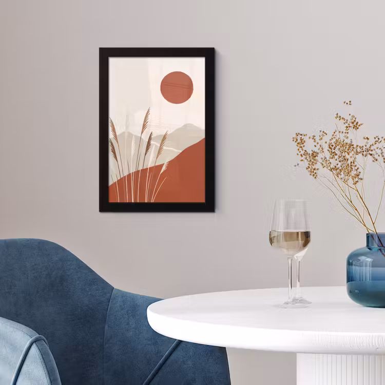 Poster met lijst - Gras - Landschap - Natuur - Abstract - Beige — 2