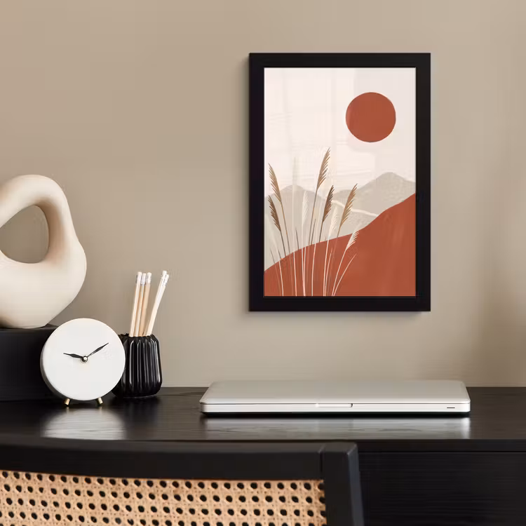 Poster met lijst - Gras - Landschap - Natuur - Abstract - Beige — 3