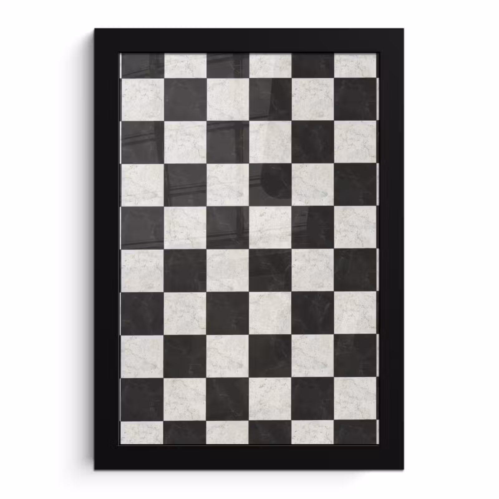 Poster met lijst - Dambord - Marmer - Zwart - Wit — 1