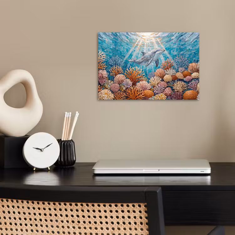 Poster - Dieren - Mozaïek - Oceaan - Koraal - Blauw — 2