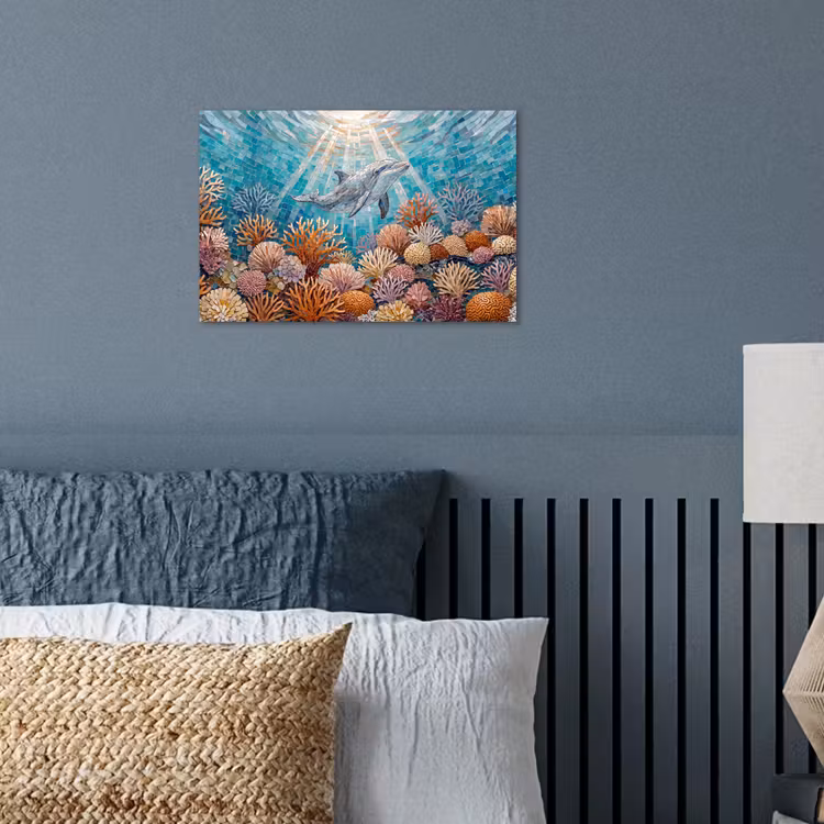 Poster - Dieren - Mozaïek - Oceaan - Koraal - Blauw — 3