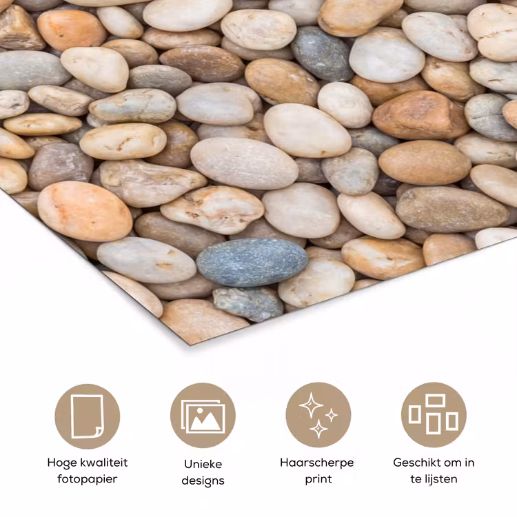 Poster - Kiezelstenen - Natuur - Textuur - Beige - Grijs — 5