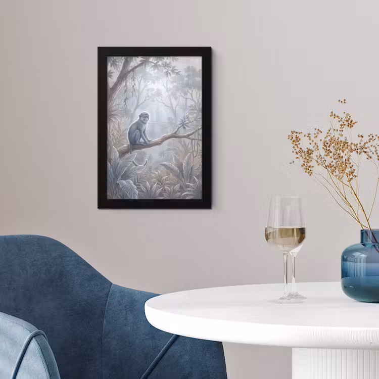 Poster met lijst - Aap - Boom - Jungle - Natuur - Grijs — 2