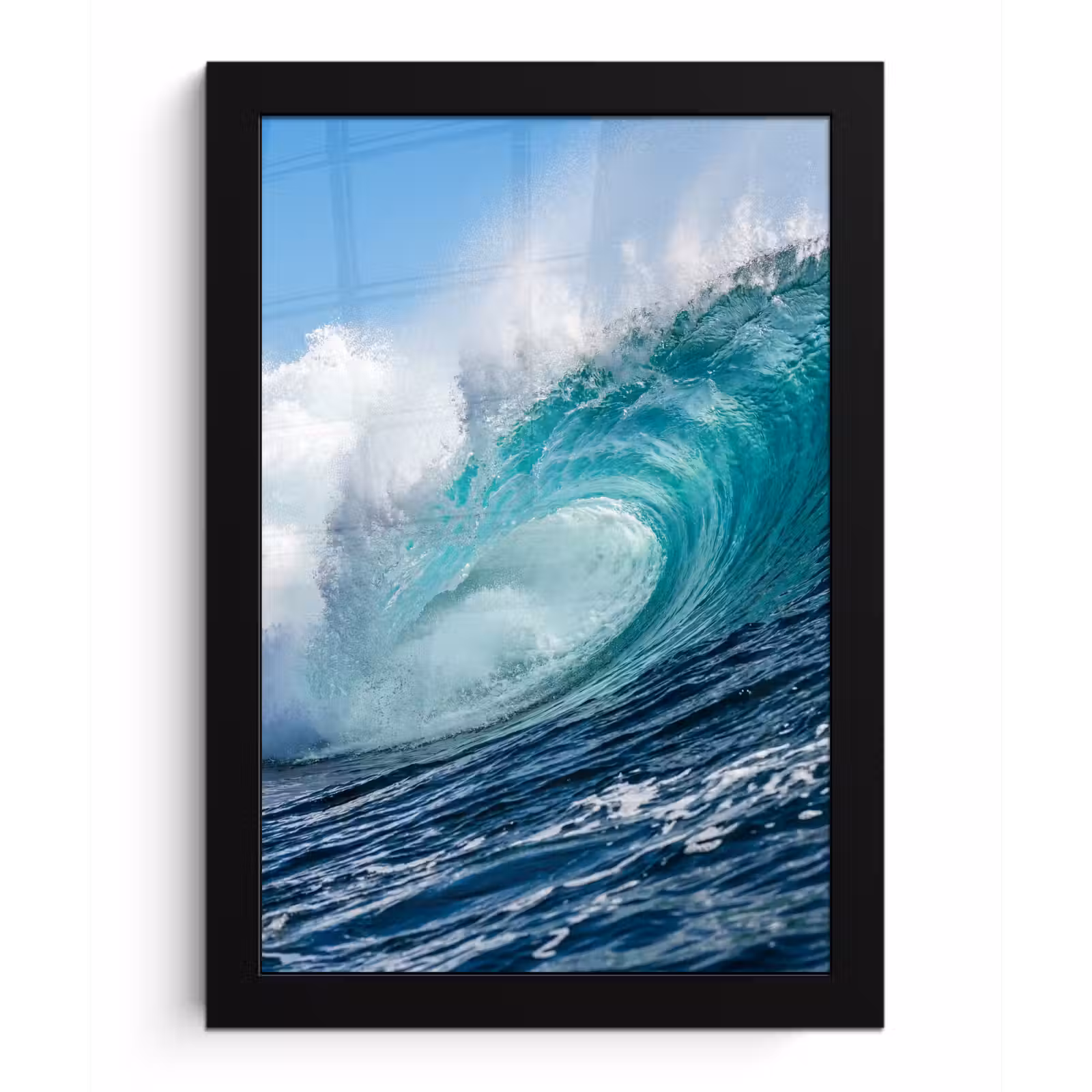 Poster met lijst - Golf - Oceaan - Water - Dynamisch - Blauw — 1