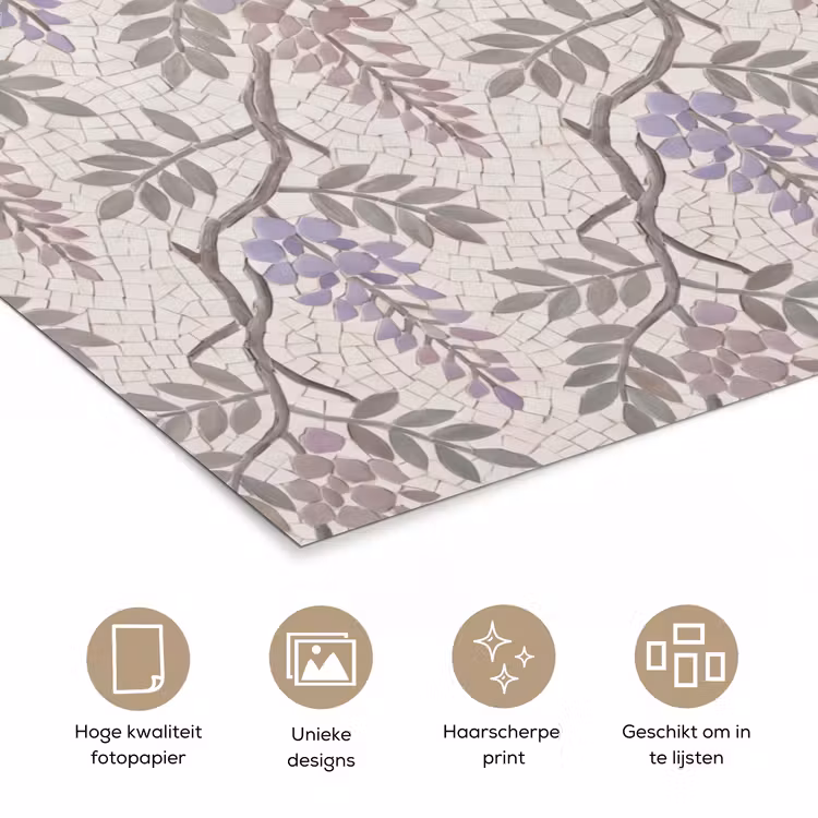Poster - Bloemen - Mozaïek - Natuur - Patroon - Paars — 5