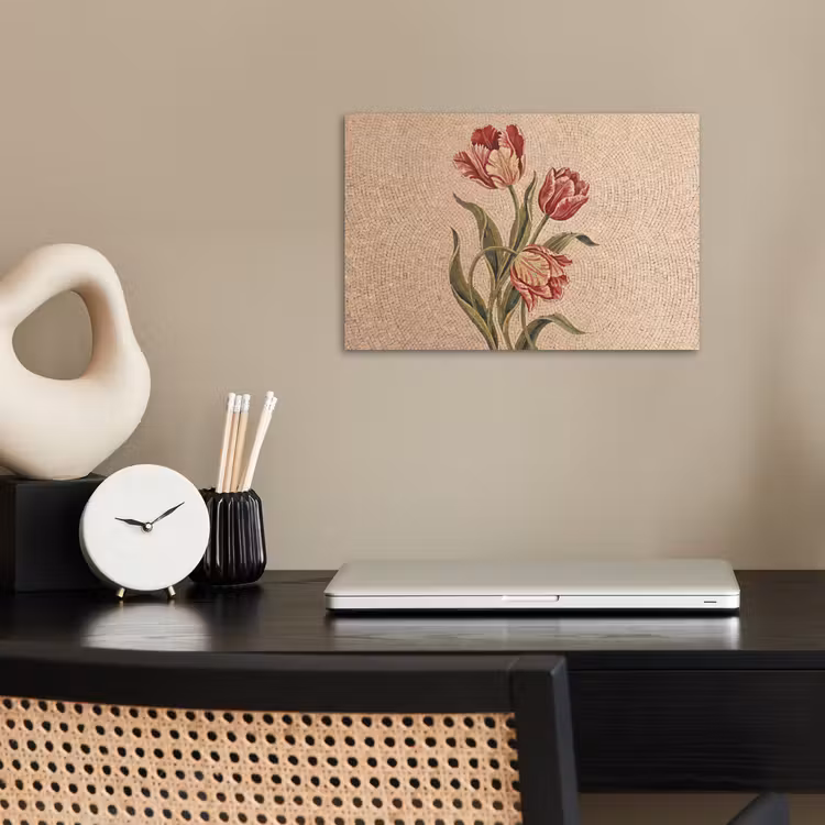 Poster - Bloemen - Mozaïek - Rood - Groen - Kunst — 2