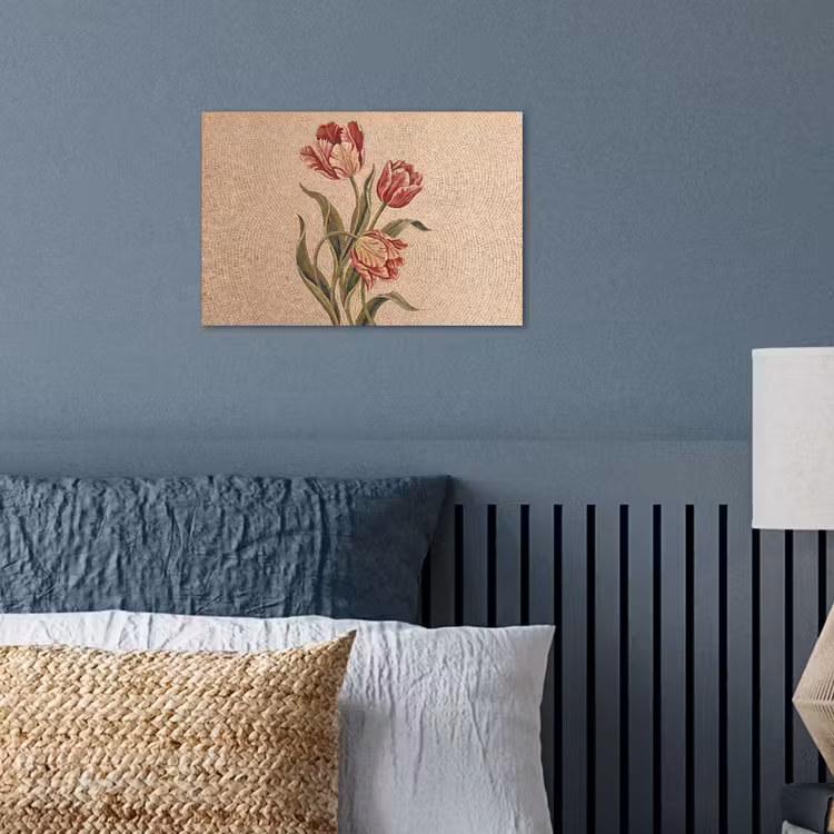 Poster - Bloemen - Mozaïek - Rood - Groen - Kunst — 3
