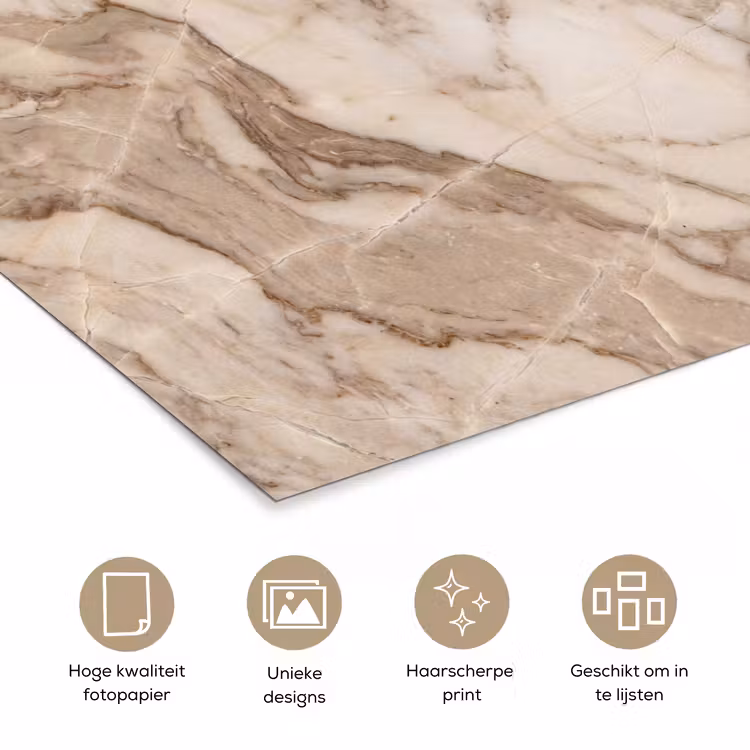Poster - Marmer - Aderen - Textuur - Beige - Modern — 5