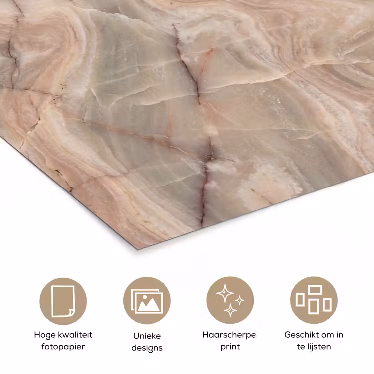 Poster - Marmer - Patroon - Abstract - Beige - Groen — 5