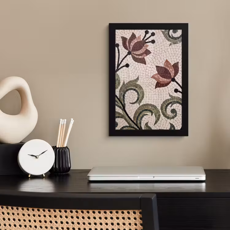 Poster met lijst - Bloemen - Mozaïek - Patroon - Abstract - Groen — 3