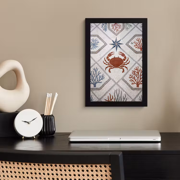 Poster met lijst - Dier - Mozaïek - Zee - Klassiek - Bruin — 3