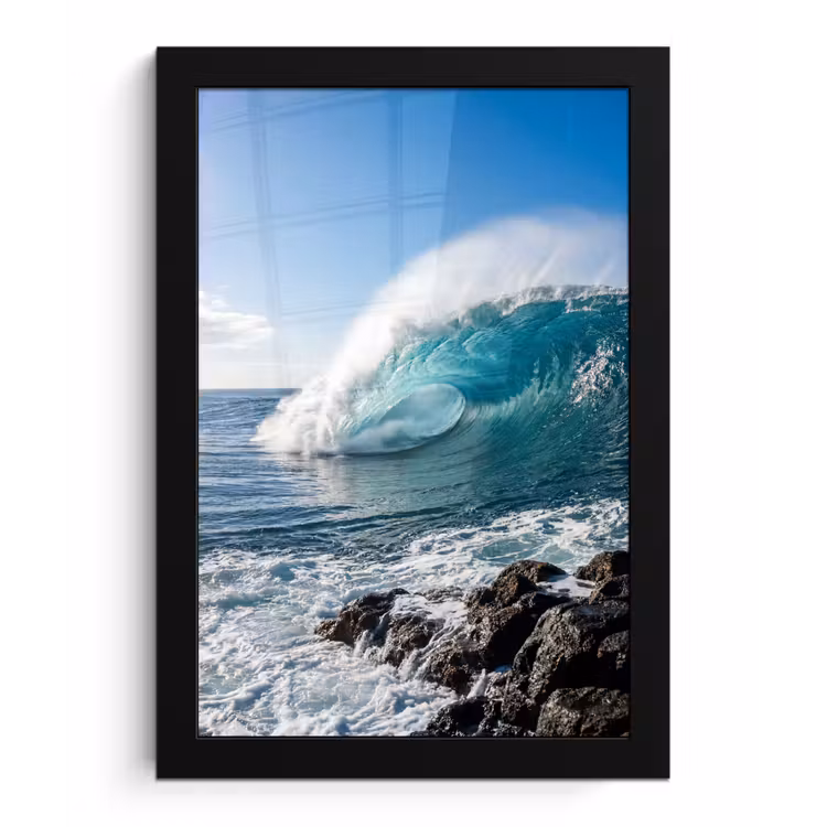 Poster met lijst - Golf - Oceaan - Brekend - Water - Blauw — 1