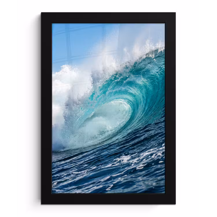 Poster met lijst - Golf - Oceaan - Water - Dynamisch - Blauw — 1