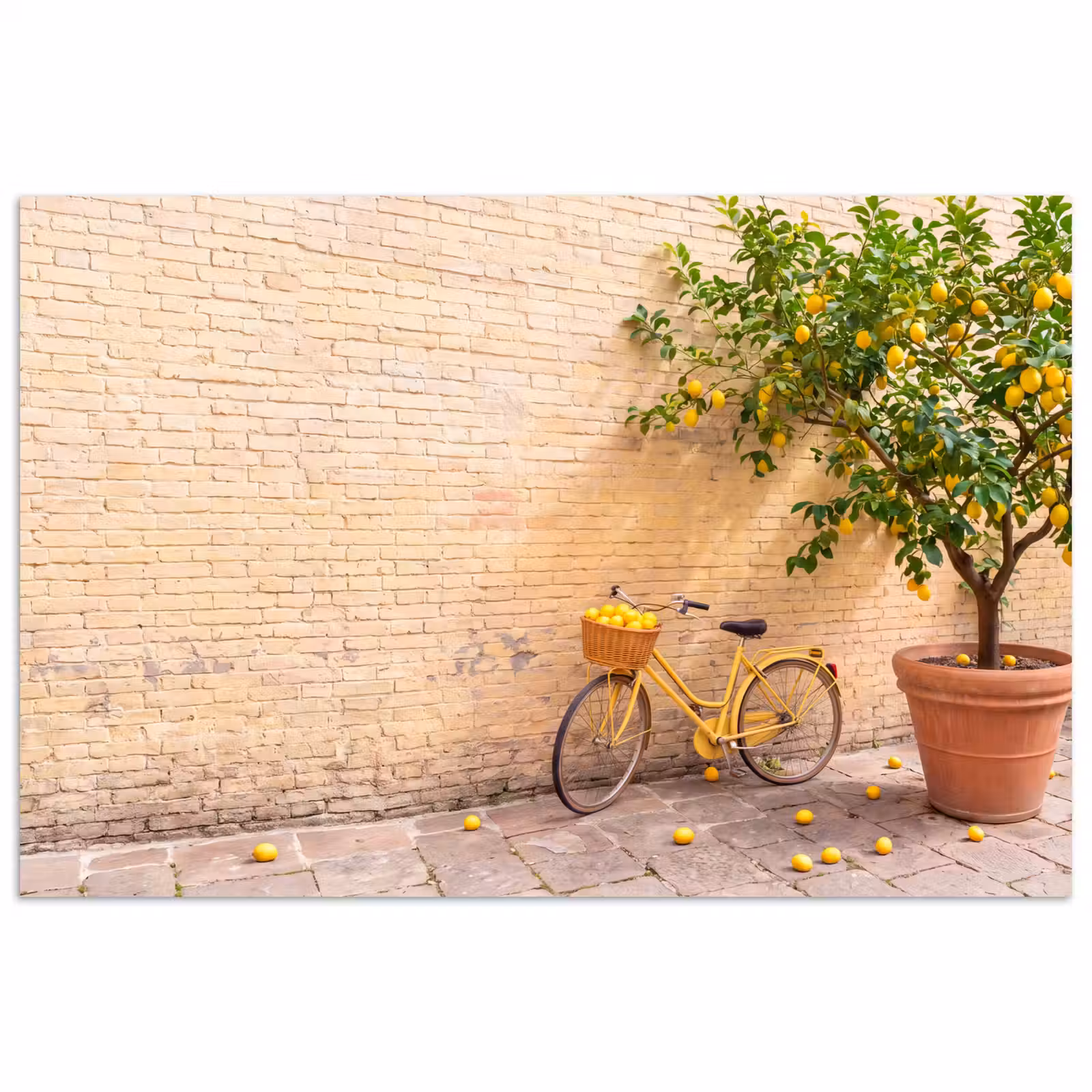 Poster - Fiets - Mand - Eten - Geel - Zomer — 1