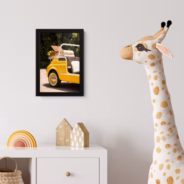 Poster met lijst - Auto - Picknick - Zomer - Geel — 5