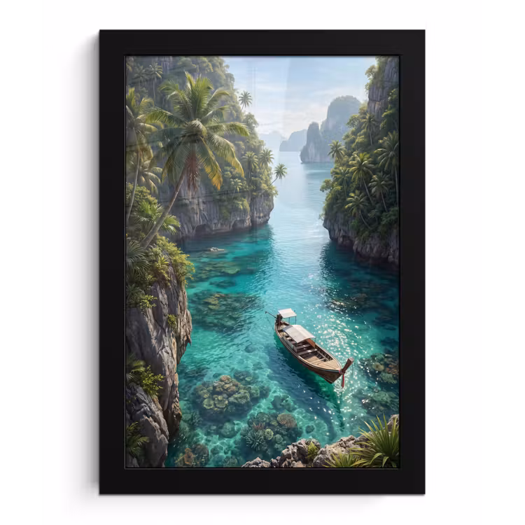 Poster met lijst - Eiland - Tropisch - Water - Palmbomen - Natuur — 1