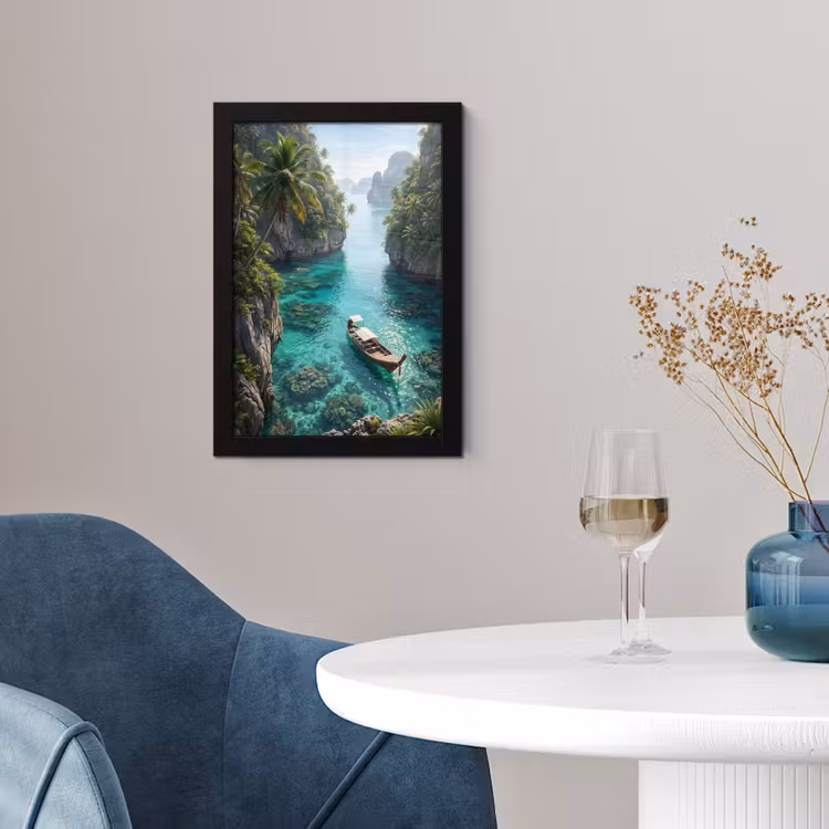 Poster met lijst - Eiland - Tropisch - Water - Palmbomen - Natuur — 2