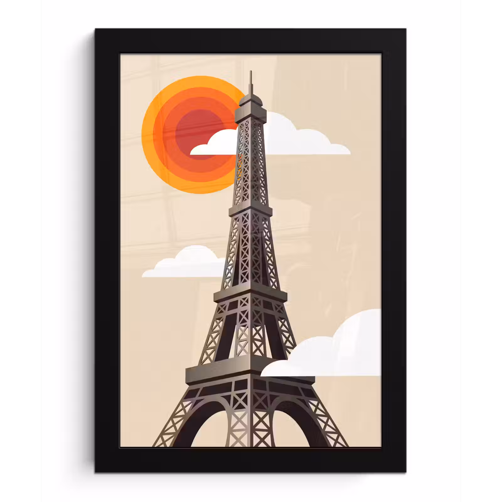Poster met lijst - Eiffeltoren - Zon - Architectuur - Abstract - Beige — 1
