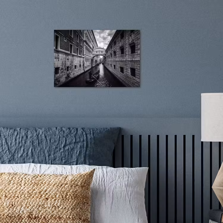 Poster - Boot - Waterweg - Stad - Zwart-wit - Architectuur — 3