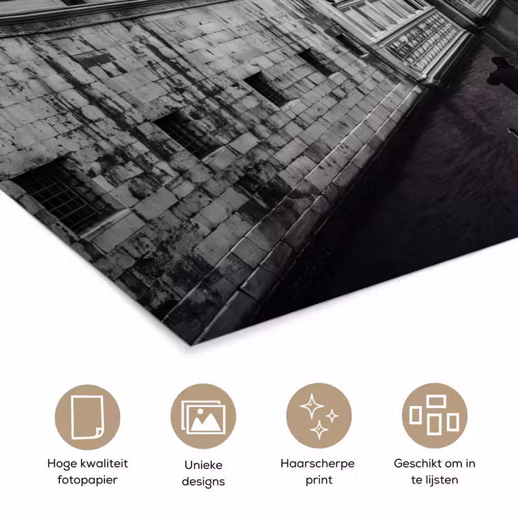 Poster - Boot - Waterweg - Stad - Zwart-wit - Architectuur — 5