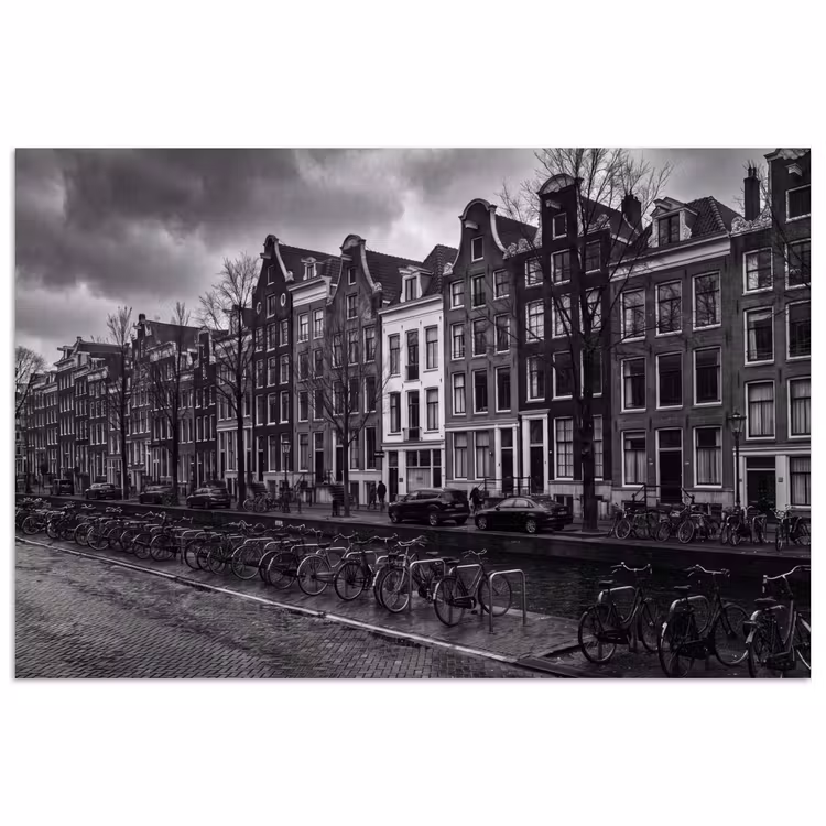 Poster - Huis - Gracht - Amsterdam - Architectuur - Zwart-wit — 1