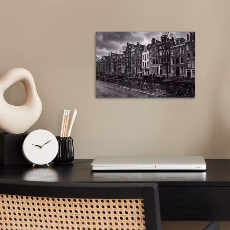 Poster - Huis - Gracht - Amsterdam - Architectuur - Zwart-wit — 2