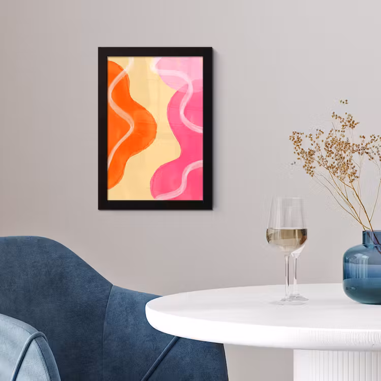 Poster met lijst - Abstract - Aquarel - Organisch - Oranje - Roze — 2