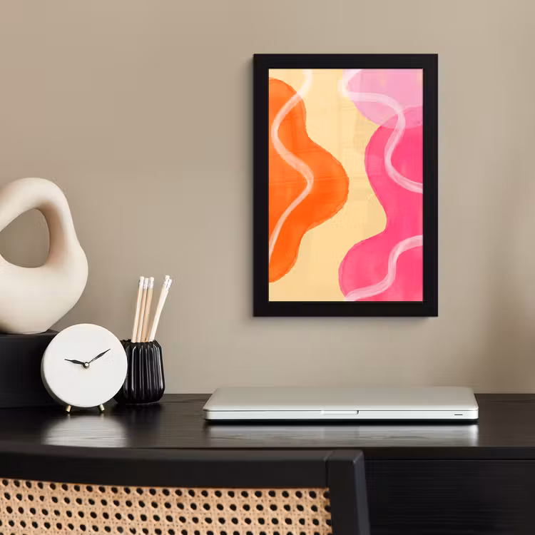 Poster met lijst - Abstract - Aquarel - Organisch - Oranje - Roze — 3