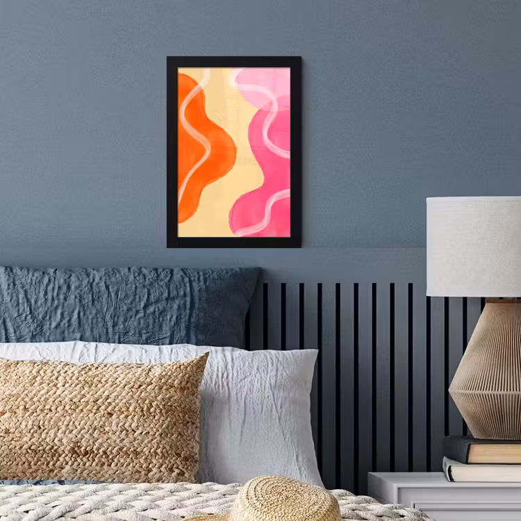 Poster met lijst - Abstract - Aquarel - Organisch - Oranje - Roze — 4