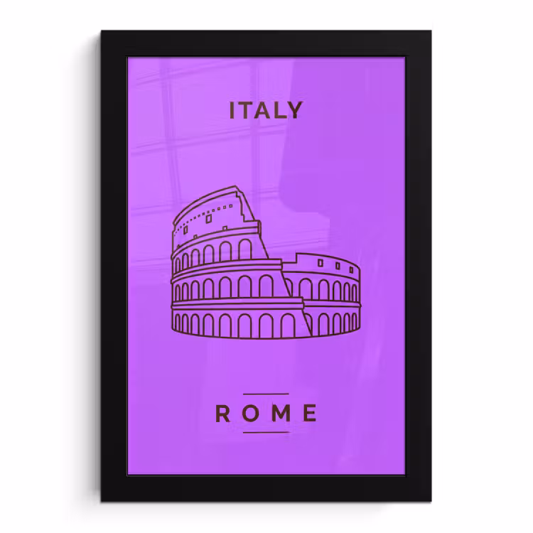 Poster met lijst - Architectuur - Colosseum - Rome - Minimalistisch - Paars — 1
