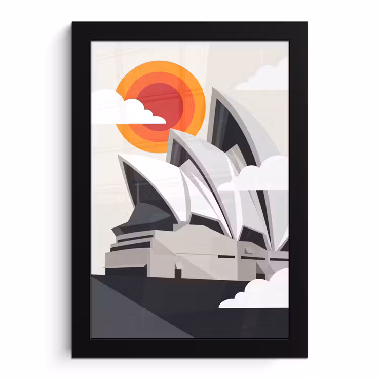 Poster met lijst - Architectuur - Stadsgezicht - Modern - Grijs - Oranje — 1
