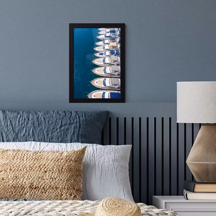 Poster met lijst - Boot - Jachthaven - Water - Zomer - Blauw — 4