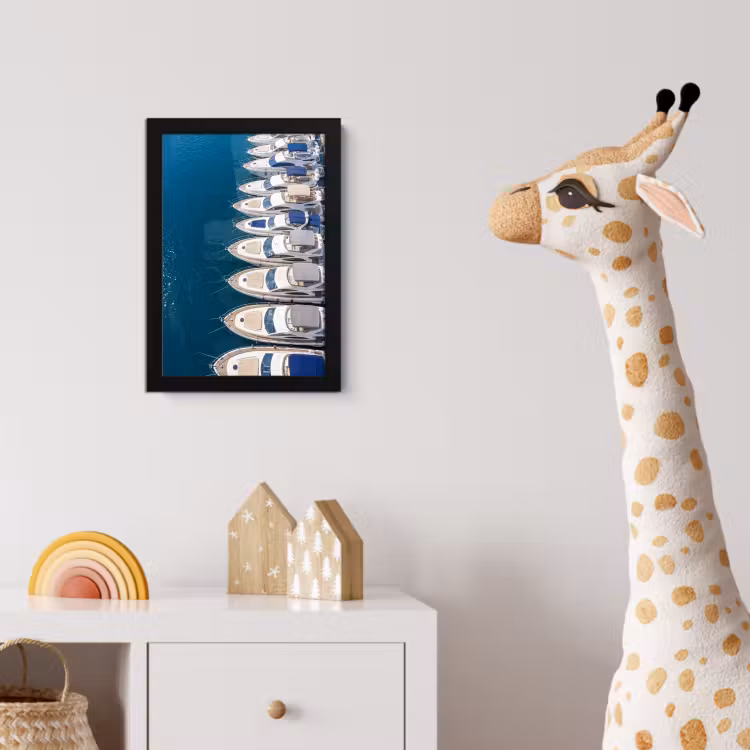 Poster met lijst - Boot - Jachthaven - Water - Zomer - Blauw — 5
