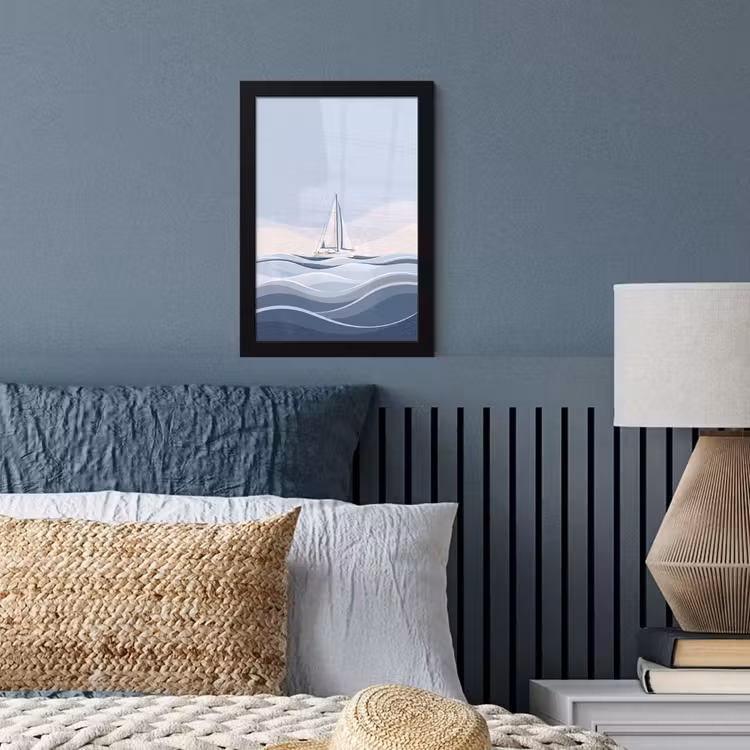 Poster met lijst - Boot - Zeil - Zee - Modern - Beige — 4