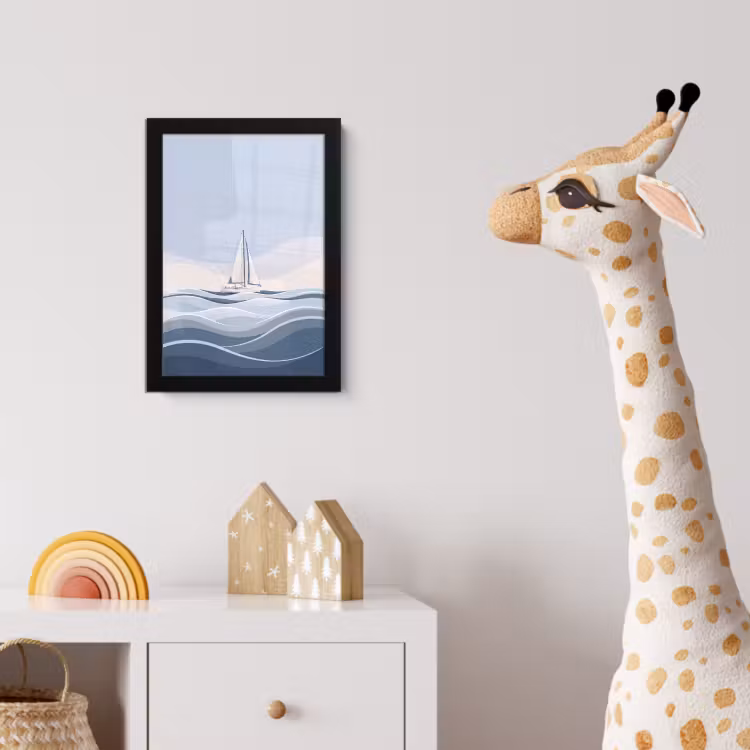 Poster met lijst - Boot - Zeil - Zee - Modern - Beige — 5