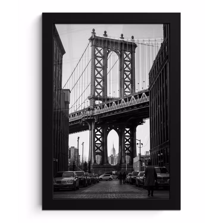 Poster met lijst - Brug - Stad - Architectuur - Modern - Zwart-wit — 1
