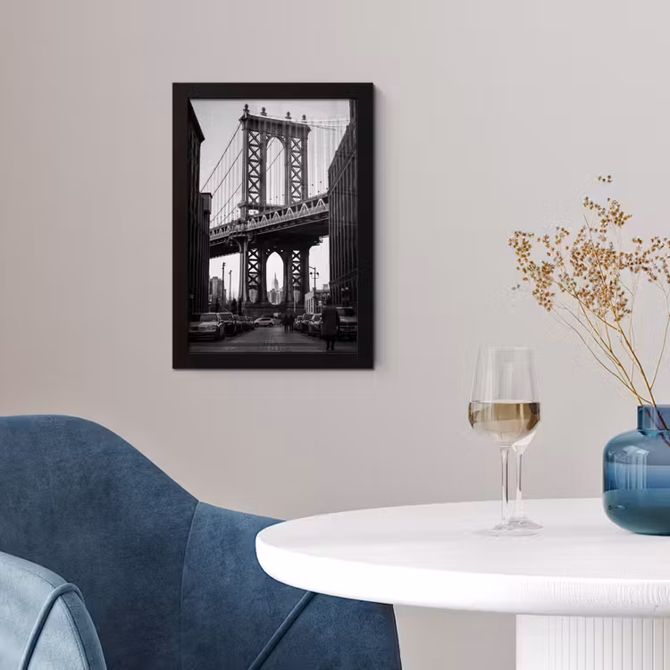 Poster met lijst - Brug - Stad - Architectuur - Modern - Zwart-wit — 2