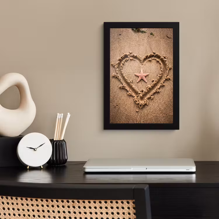Poster met lijst - Dieren - Hart - Strand - Zand - Roze — 3