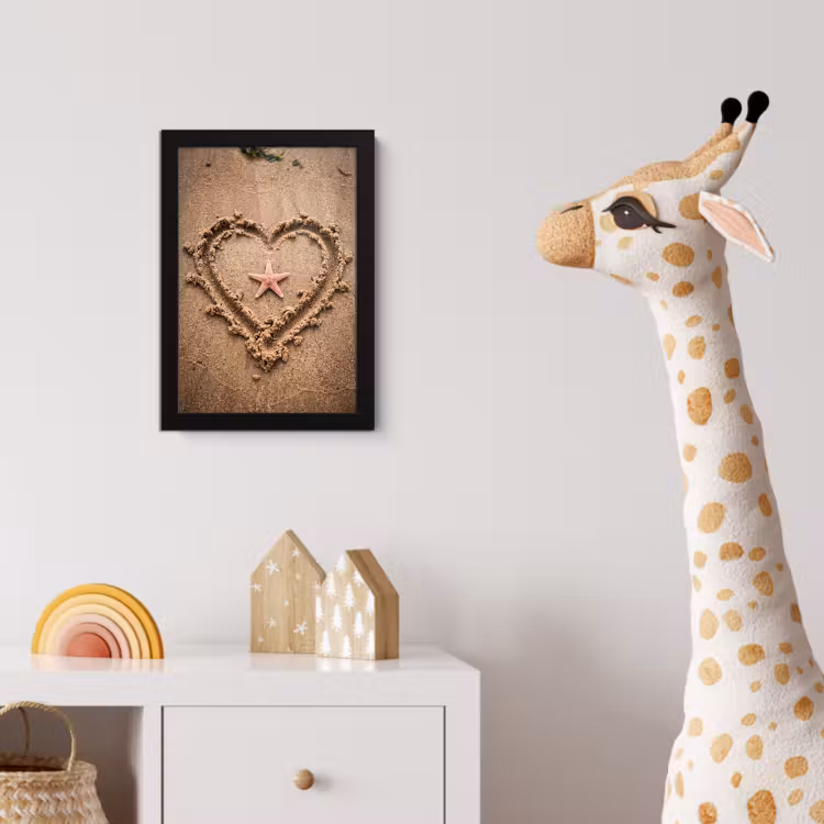 Poster met lijst - Dieren - Hart - Strand - Zand - Roze — 5