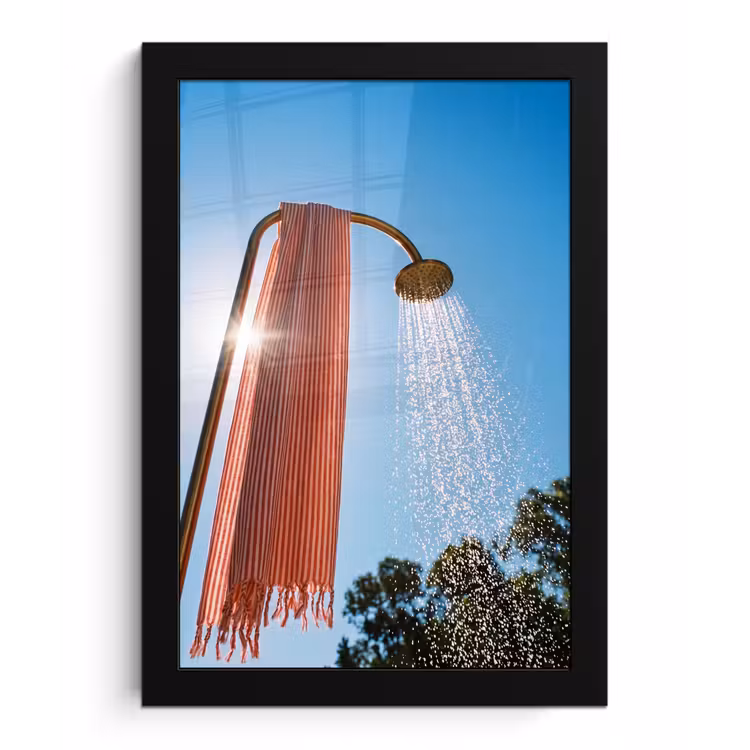 Poster met lijst - Douche - Water - Zomer - Blauw — 1