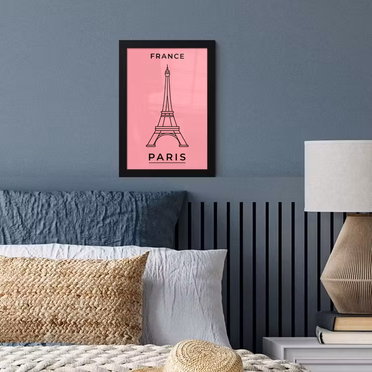 Poster met lijst - Eiffeltoren - Parijs - Architectuur - Minimalistisch - Roze — 4