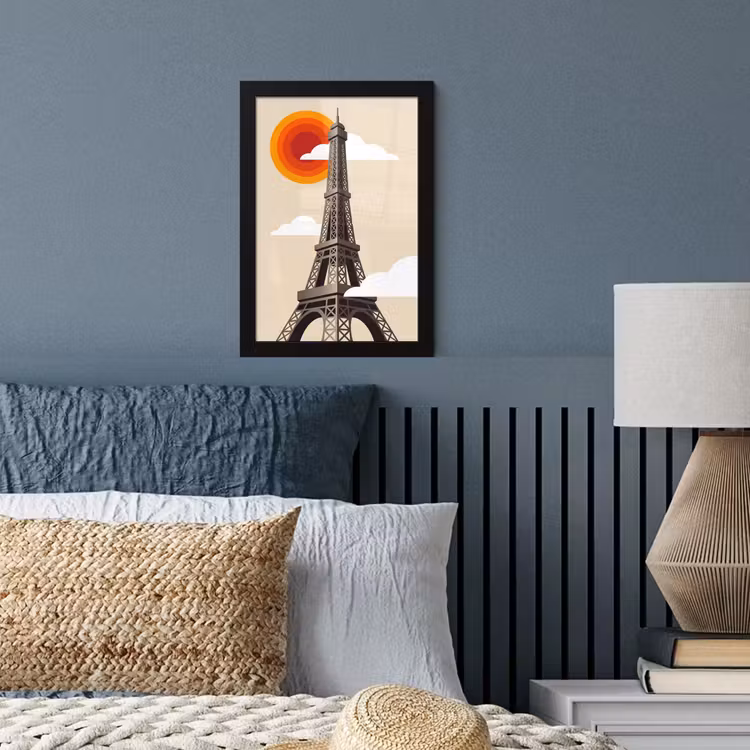 Poster met lijst - Eiffeltoren - Zon - Architectuur - Abstract - Beige — 4