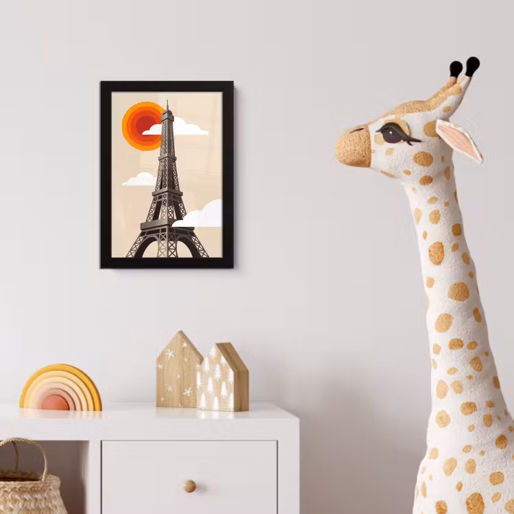 Poster met lijst - Eiffeltoren - Zon - Architectuur - Abstract - Beige — 5