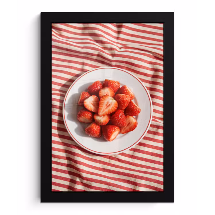 Poster met lijst - Eten - Aardbeien - Fruit - Zomer - Rood — 1